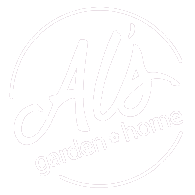 Al's Garden & Home Logo in White