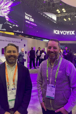 Ben Saunders and Kevin Albert at the NCR Voyix booth at NRF 2025